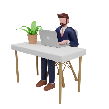 Businessman working on office  3D Illustration