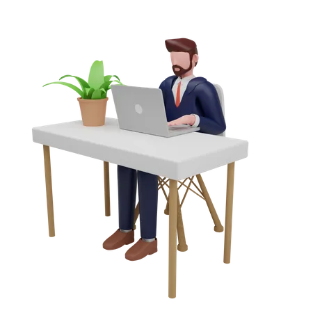 Businessman working on office 3D Illustration