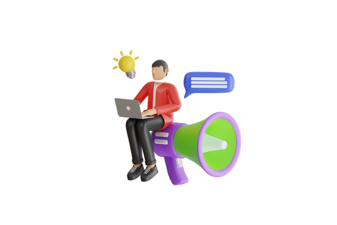 Businessman Working On Online Marketing Strategy  3D Illustration