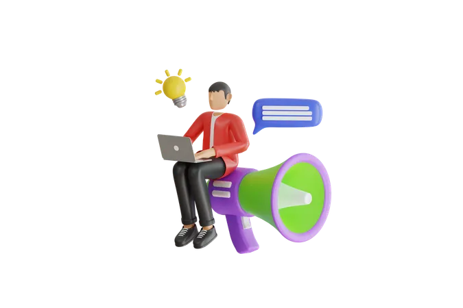 Businessman Working On Online Marketing Strategy  3D Illustration