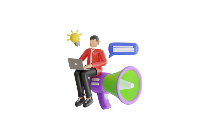 Businessman Working On Online Marketing Strategy  3D Illustration