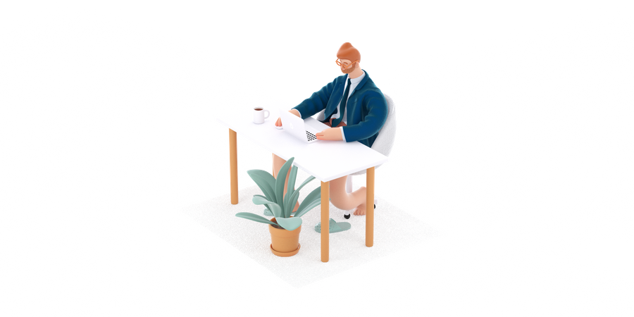 Businessman working on project  3D Illustration