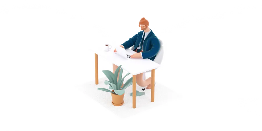 Businessman working on project  3D Illustration