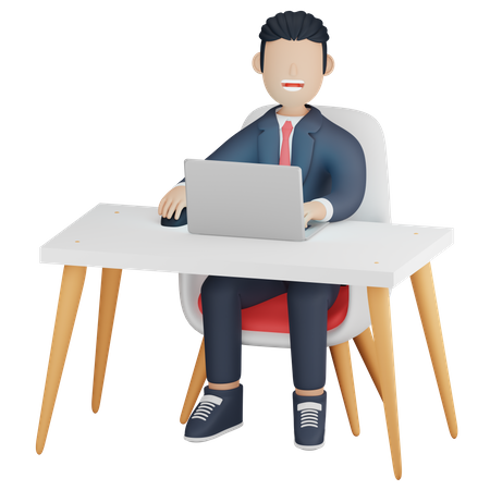 Businessman sitting at office desk 3D Illustration