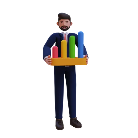 Businessman working on sales growth 3D Illustration