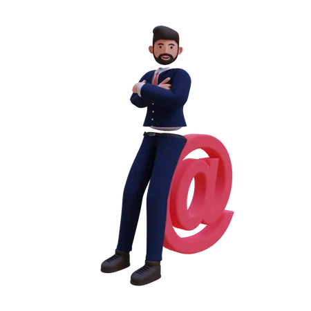 Businessman working on social media marketing  3D Illustration