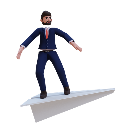 Businessman working on startup  3D Illustration