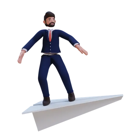 Businessman working on startup  3D Illustration