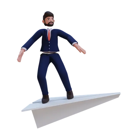 Businessman working on startup 3D Illustration
