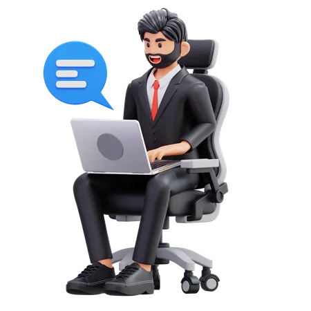 Businessman Working With Laptop  3D Illustration