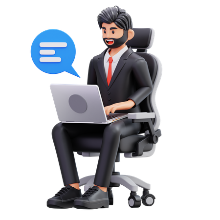 Businessman Working With Laptop  3D Illustration