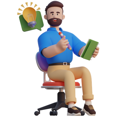 Businessman Write And Thinking  3D Illustration