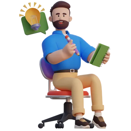 Businessman Write And Thinking  3D Illustration