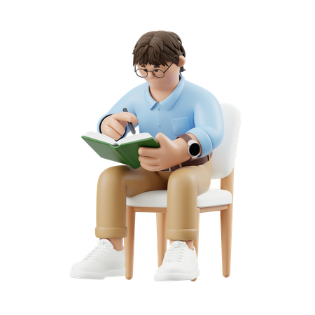 Businessman Writing In Notebook  3D Illustration
