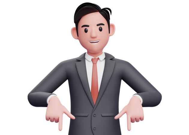 Businessmanpointing down  3D Illustration