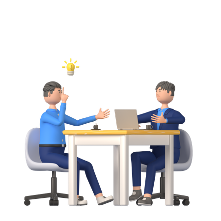 Businessmen Doing Idea Discussion  3D Icon
