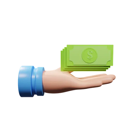 3 D Rendering Icon Of Businessmen Holding Money Bill 3D Illustration