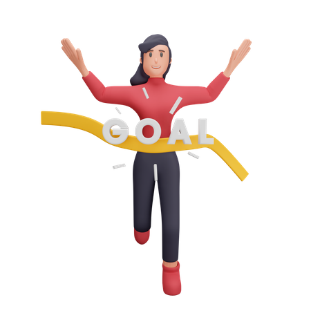 Businesswoman achieving the goal successfully  3D Icon