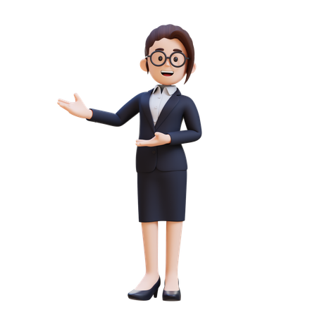 Businesswoman Business Suit Holding Her Hands Out In Gesture Of Welcoming  3D Illustration