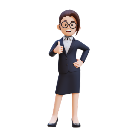 Businesswoman Business Suit Showing Thumbs Up  3D Illustration