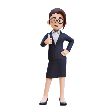 Businesswoman Business Suit Showing Thumbs Up  3D Illustration