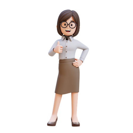 親指を立てたスーツ姿のビジネスウーマン  3D Illustration