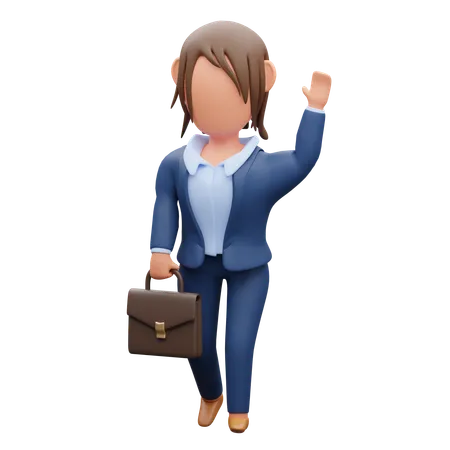 Businesswoman Carrying Briefcase  3D Illustration