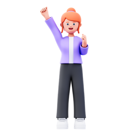ビジネスの成功を祝うビジネスウーマン  3D Illustration