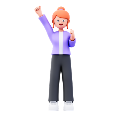Businesswoman Celebrating Business Success  3D Illustration