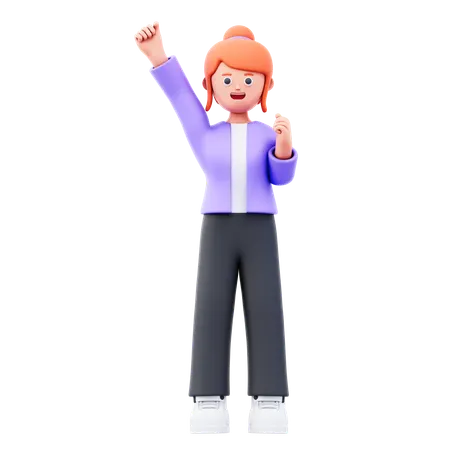 Businesswoman Celebrating Business Success  3D Illustration