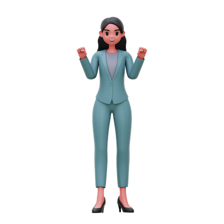 Businesswoman celebrating win  3D Illustration