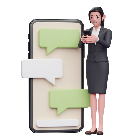 Businesswoman chatting on phone  3D Illustration