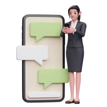 Businesswoman chatting on phone  3D Illustration