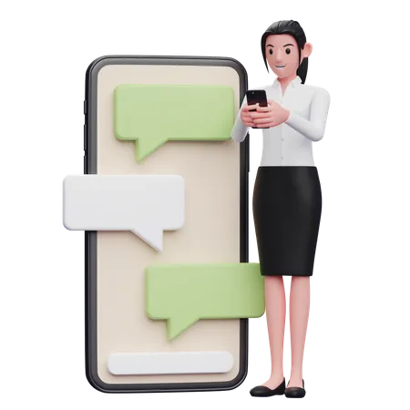 Businesswoman chatting on phone  3D Illustration