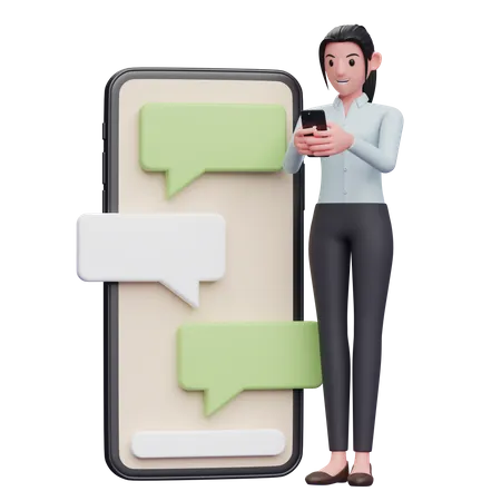 Businesswoman chatting on phone  3D Illustration