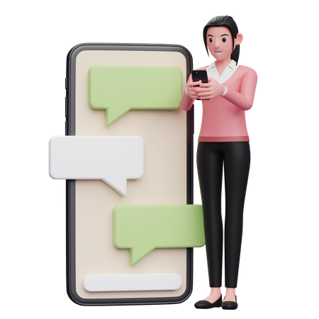 Businesswoman chatting on phone 3D Illustration