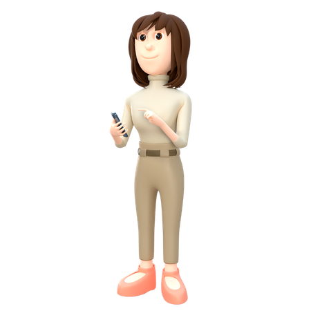 Businesswoman Check Her Mobile  3D Icon