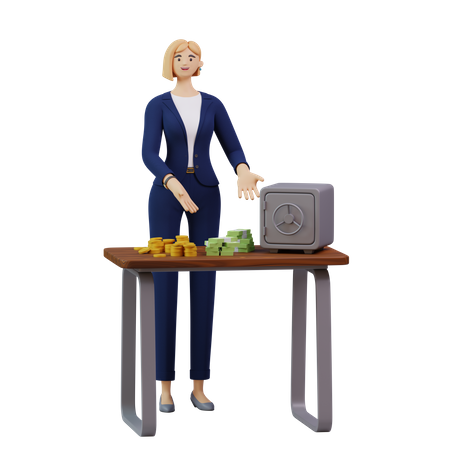 Businesswoman collected capital for business  3D Illustration