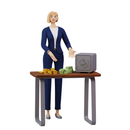 Businesswoman collected capital for business  3D Illustration