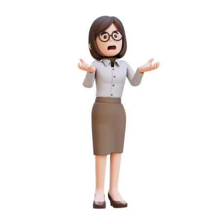 落ち込んで大声で叫んでいるビジネスウーマン  3D Illustration
