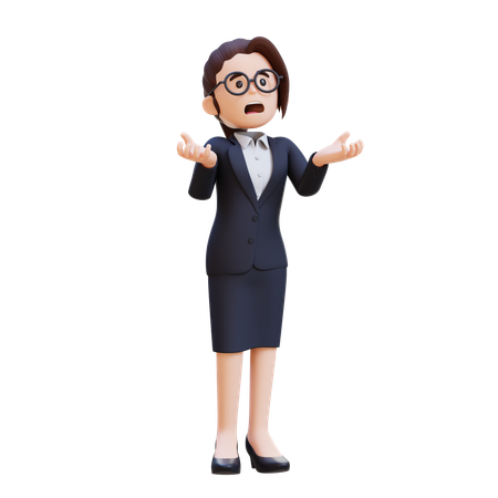 Businesswoman Crying Feeling Very Depressed Shouting Loud  3D Illustration