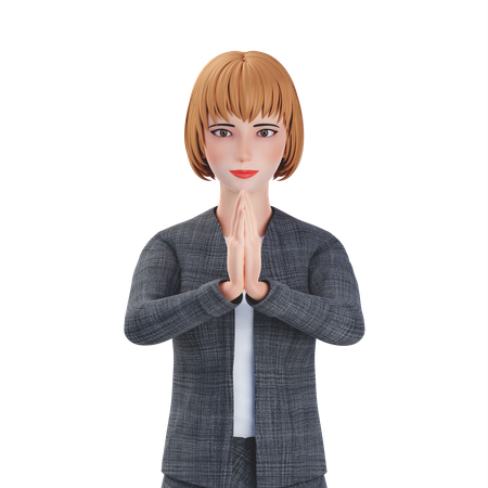 Businesswoman do namaste gesture  3D Illustration