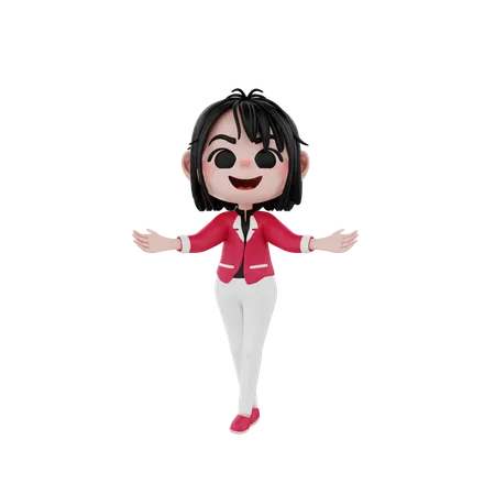 Businesswoman do welcoming gesture  3D Illustration