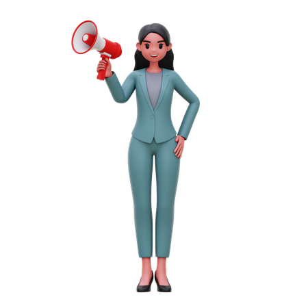 Businesswoman doing announcement  3D Illustration