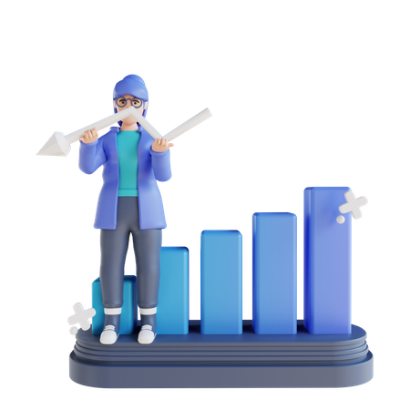 Businesswoman doing data analysis  3D Icon