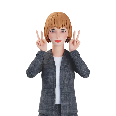 Businesswoman doing funny gesture  3D Illustration