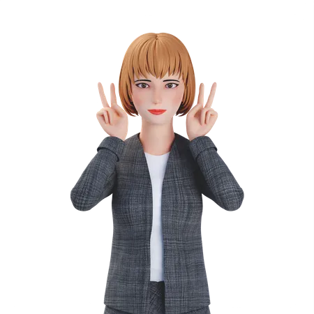 Businesswoman doing funny gesture 3D Illustration