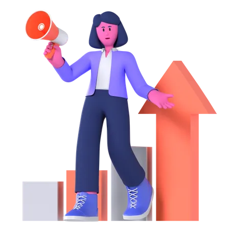 Businesswoman Doing Marketing  3D Illustration