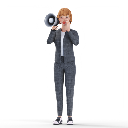 Businesswoman doing megaphone marketing  3D Illustration