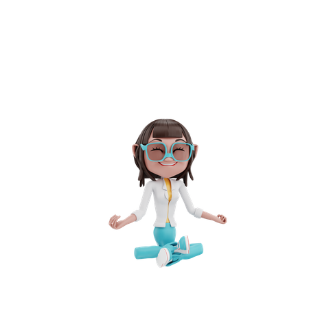 Businesswoman doing yoga  3D Illustration